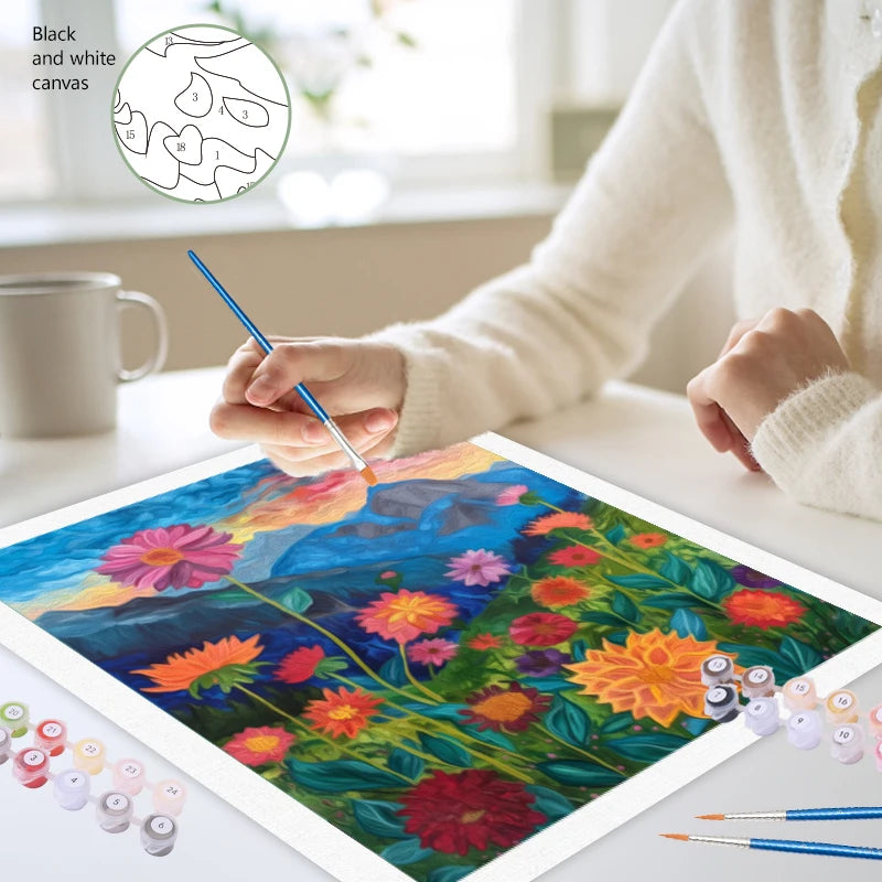 Schilderen op nummer Landschappen - Kleurrijke abstracte landschappen