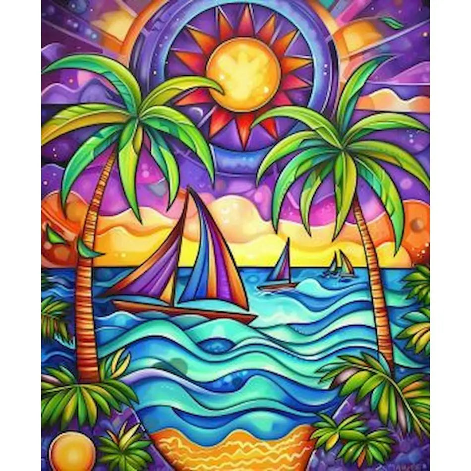 Schilderen op nummer Landschappen - Abstracte huizen, landschappen en busjes (Keuze uit 13 afbeeldingen)