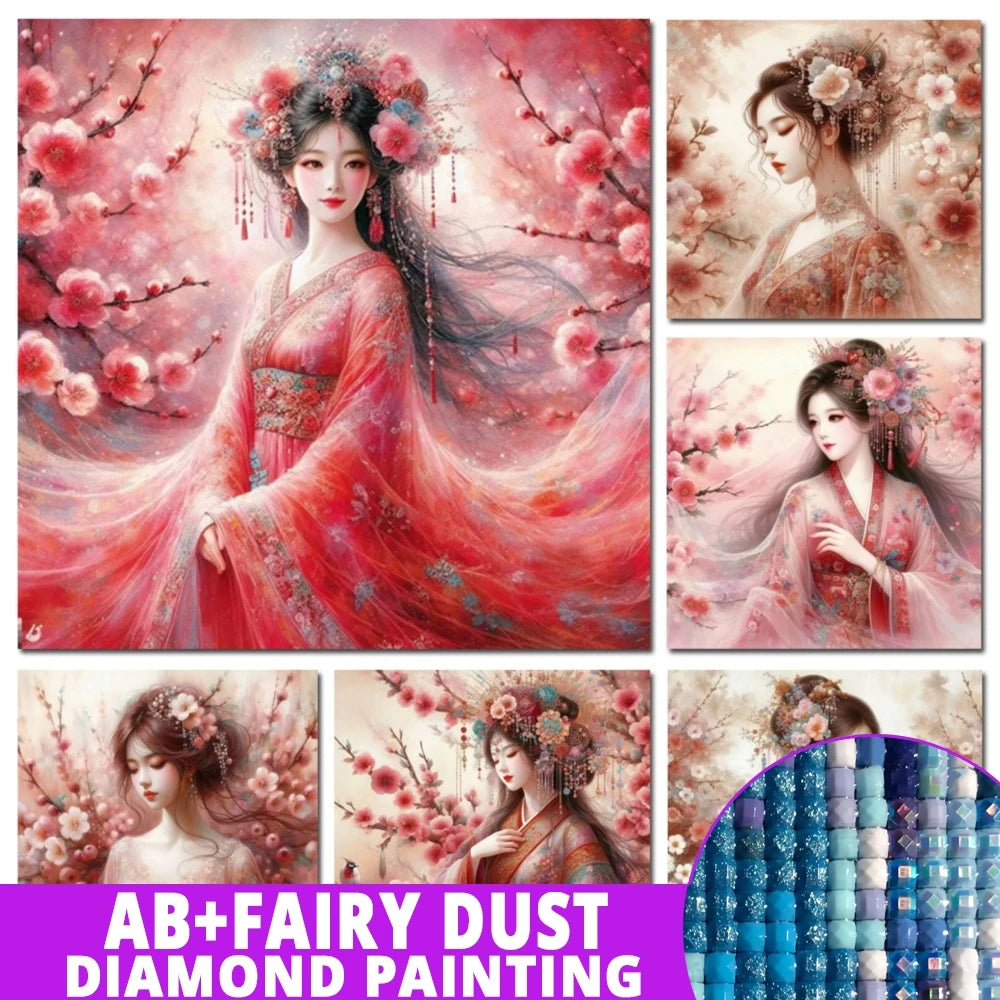 AB Diamond Painting met AB en Fairy dust steentjes – Peach Blossom