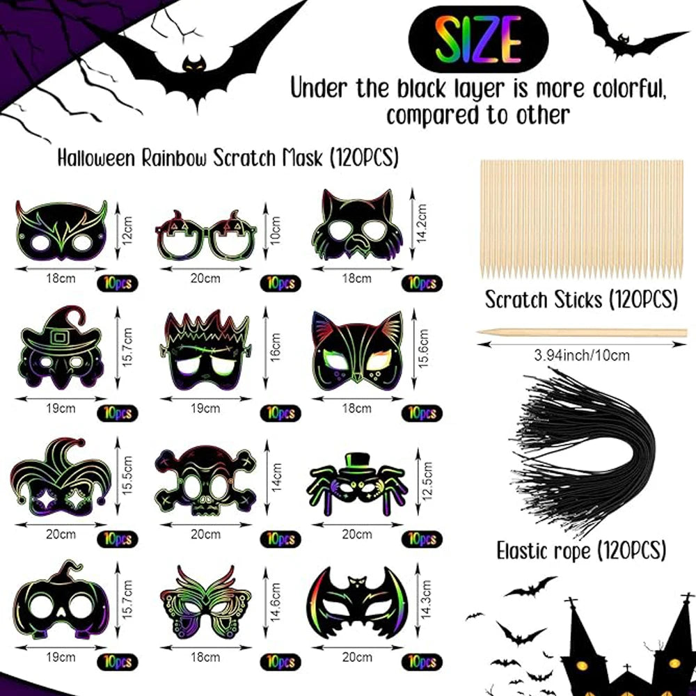 Krastekening Halloween Masker Set 6 Stuks Creatief Knutsel Pakket