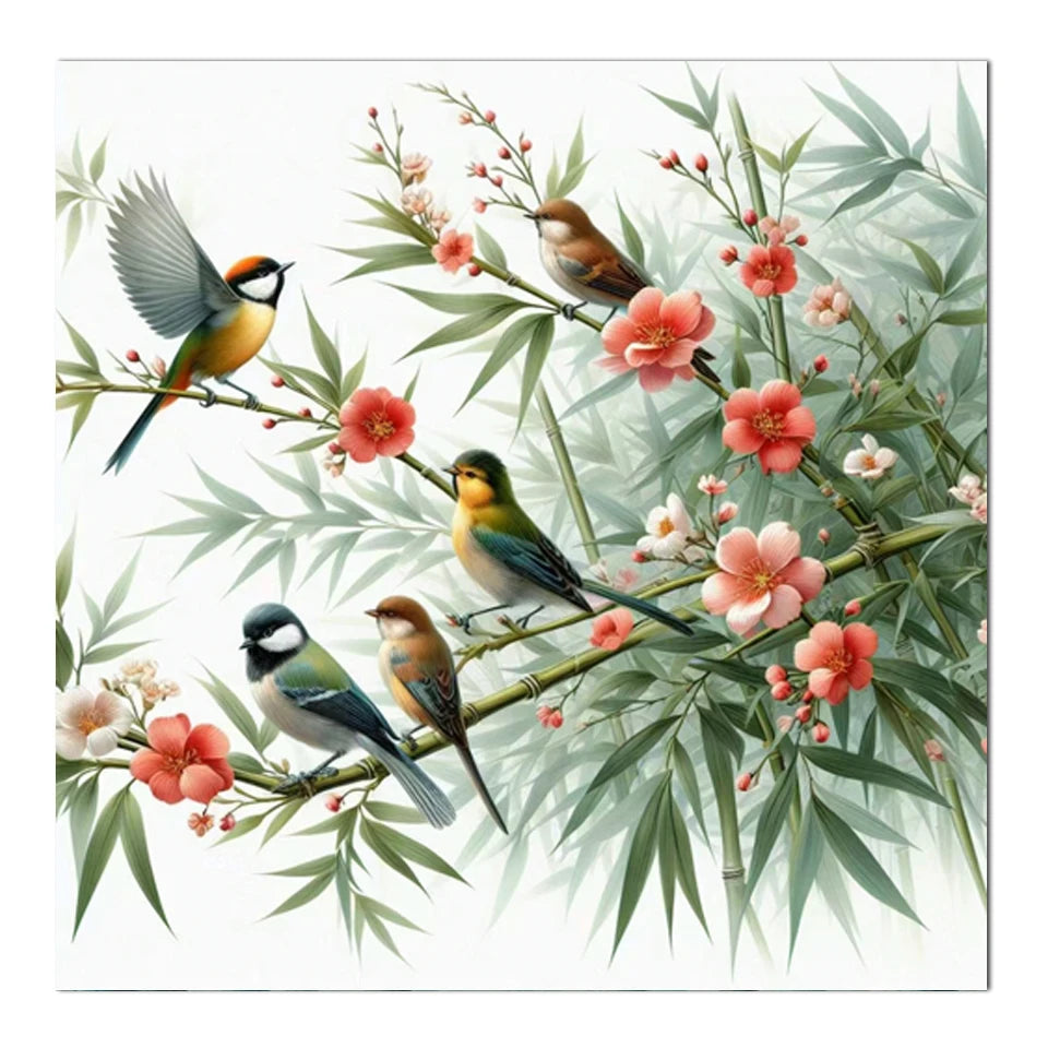 AB Diamond Painting met AB en Fairy dust steentjes Bos & Vogel