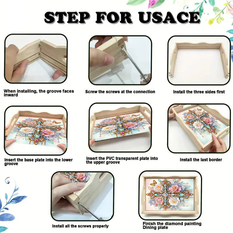 Diamond Painting Dienblad met Speciale Vorm Steentjes – Luxe Houten Tray