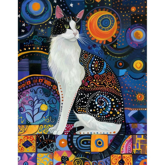 Schilderen op nummer Dieren - Kat Abstract op Canvas voor Volwassenen - 9959942