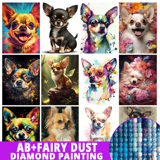 AB Diamond Painting met Fairy dust steentjes Chihuahua
