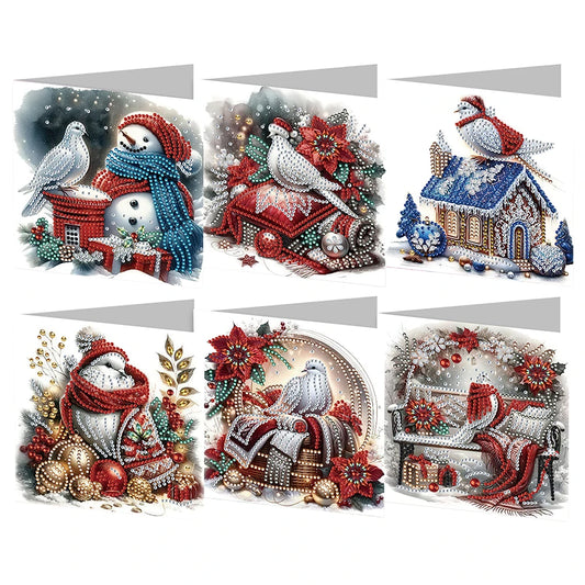 Diamond Painting Kaarten set 6 Stuks - Kerstkaarten HK030