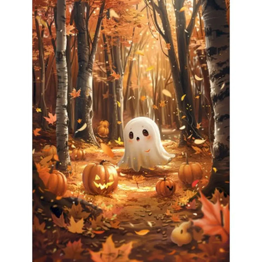 Schilderen op nummer Feestdagen - Halloween Spookbos met Pompoen - 9961506