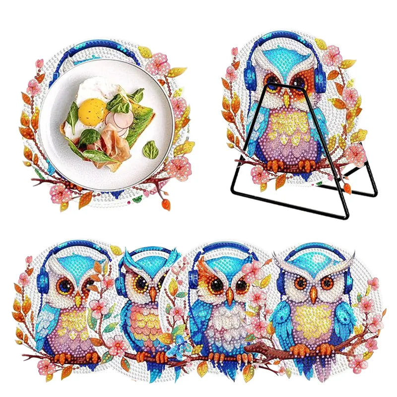 Diamond Painting Placemats Uil Vorm Set van 4