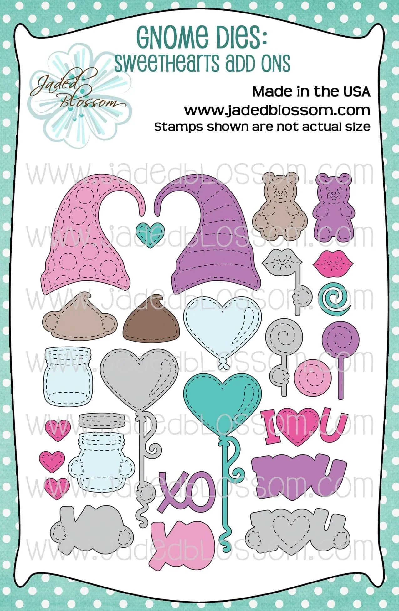 JB Collections Gnome add on snijmallen set voor creatieve kaarten en tafereeltjes - Hartjes