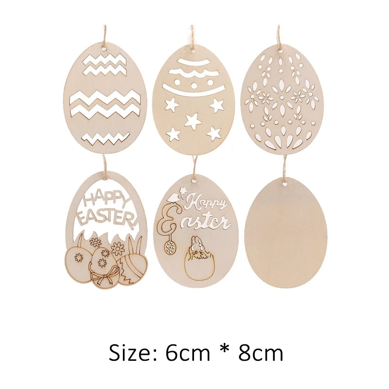 Houten figuur om zelf te schilderen/kleuren – 10 stuks eivormige hangers voor Pasen