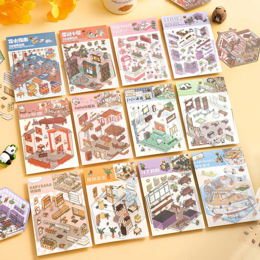 Sticker Homestyling set Landschap Hutje – 12-delige stickerset