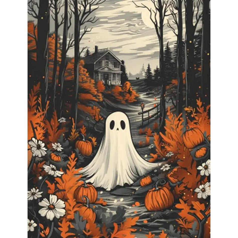 Schilderen op nummer Feestdagen - Halloween Spookbos met Pompoen - 9961552