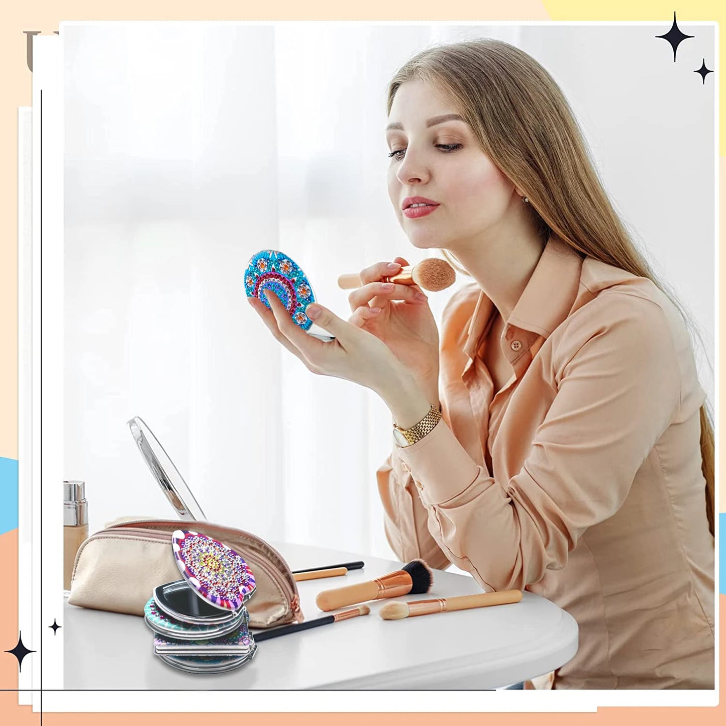 Diamond Painting Make-up spiegel Mandala Bloem Dubbelzijdig