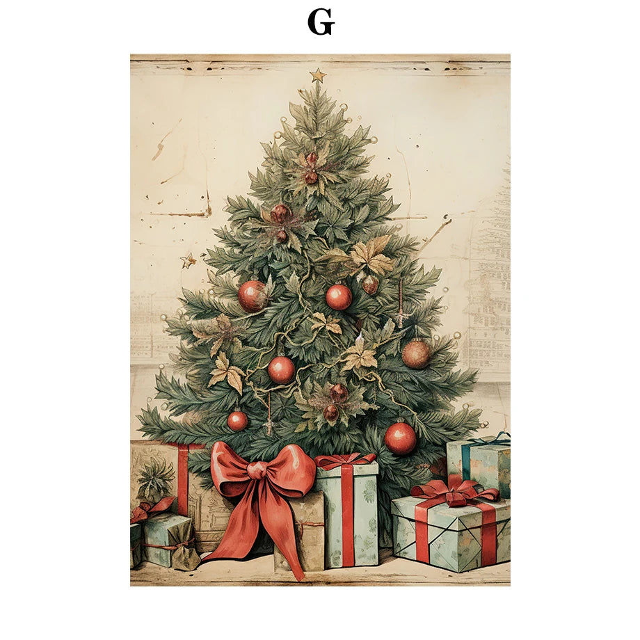 Kerst schilderij Santa Claus bij kerstboom – klassieke winter decoratie op canvas