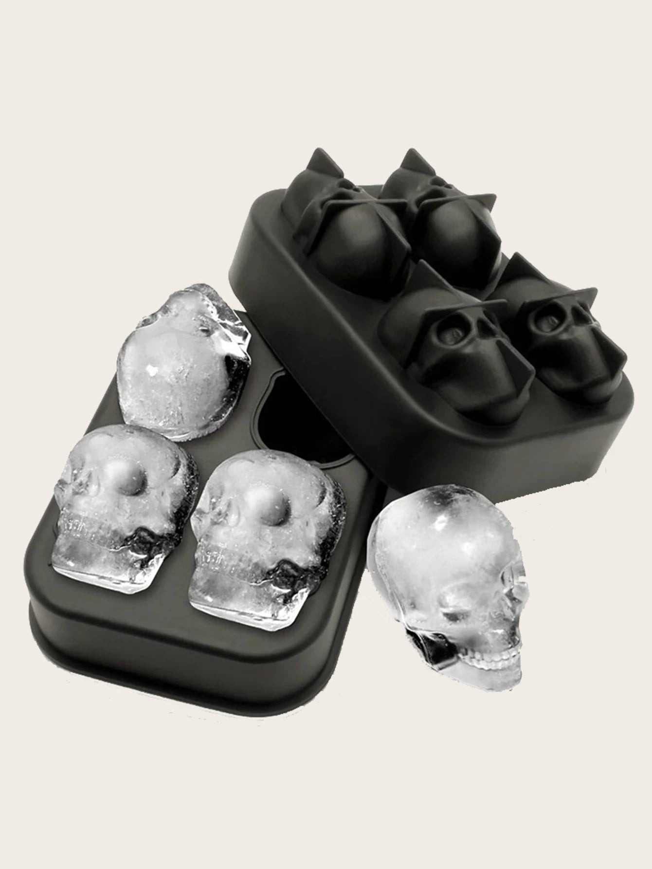 IJsblokjes vorm schedel – 4 ijsklontjes met stoer design