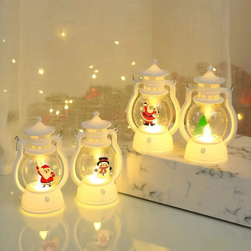 Kerst lamp lantaarn met LED en kerstman decoratie voor huis en feestdagen