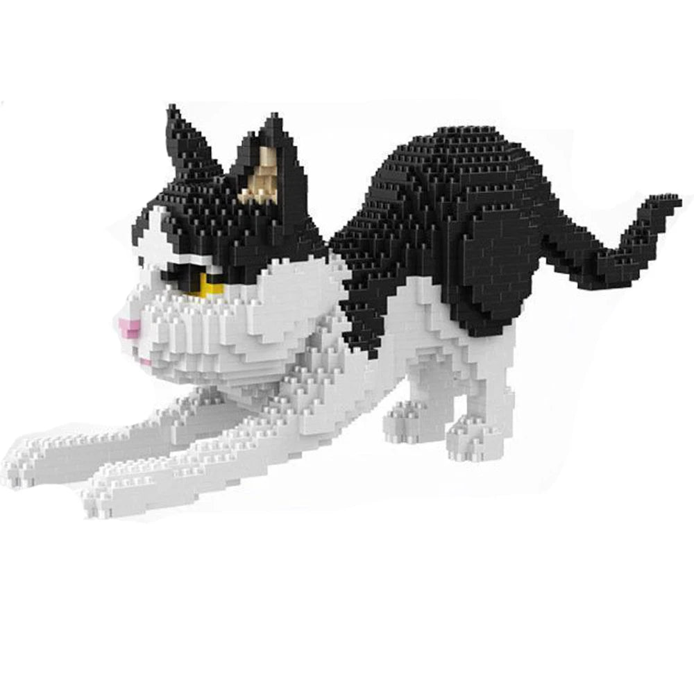 Bouwpakket Schattige Kat – Mini Model Blokken voor Liefhebbers - Zwart-Wit