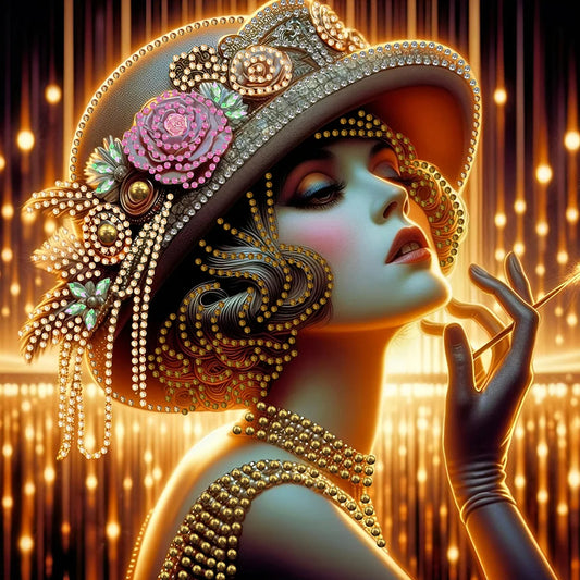 Special Diamond Painting op canvas Dame 30x30cm Speciale Steentjes - GSYX417