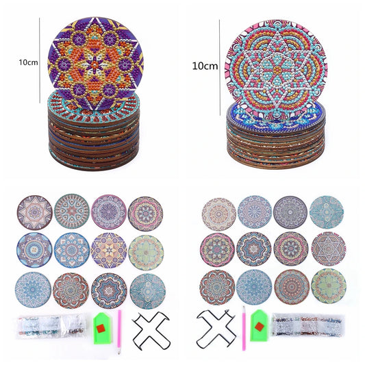 Diamond Painting Onderzetters Mandala - Set van 12 met Houder