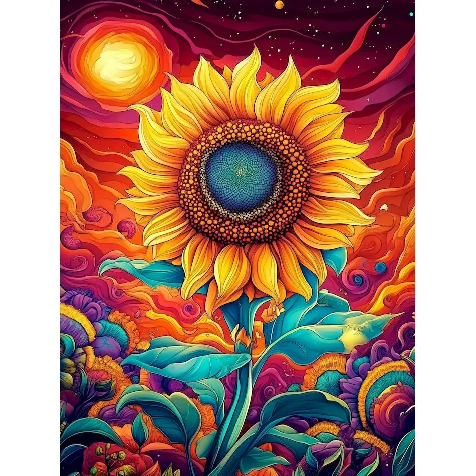 Schilderen op nummer Bloemen en Planten met Zonnebloemen en Lotus