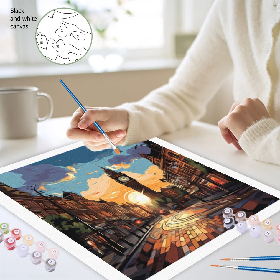 Schilderen op nummer Landschappen - Stedelijke landschappen (Keuze uit 12 afbeeldingen)