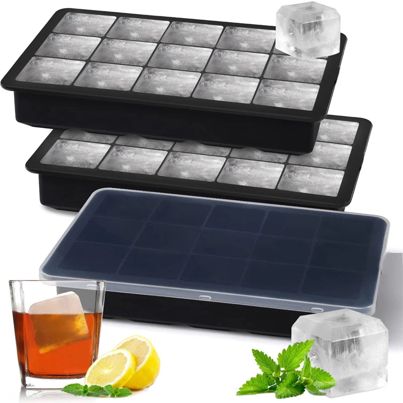 IJsblokjes vorm siliconen met grote vakken voor whiskey en cocktails