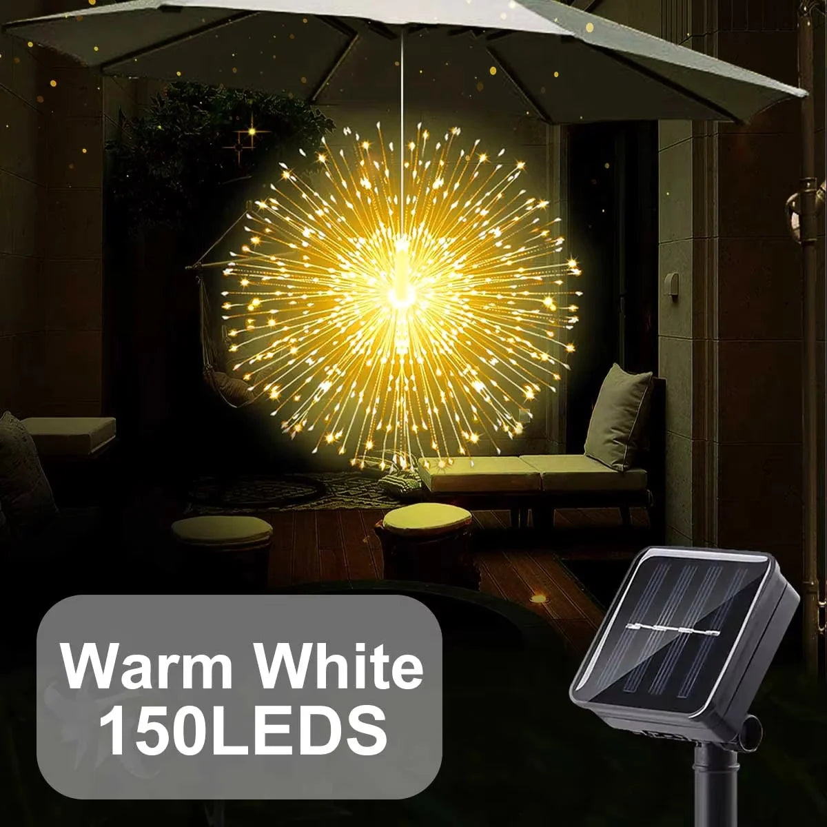 Solar Kerstverlichting Hangende Vuurwerklamp 480LED Waterdicht met 8 Lichtstanden