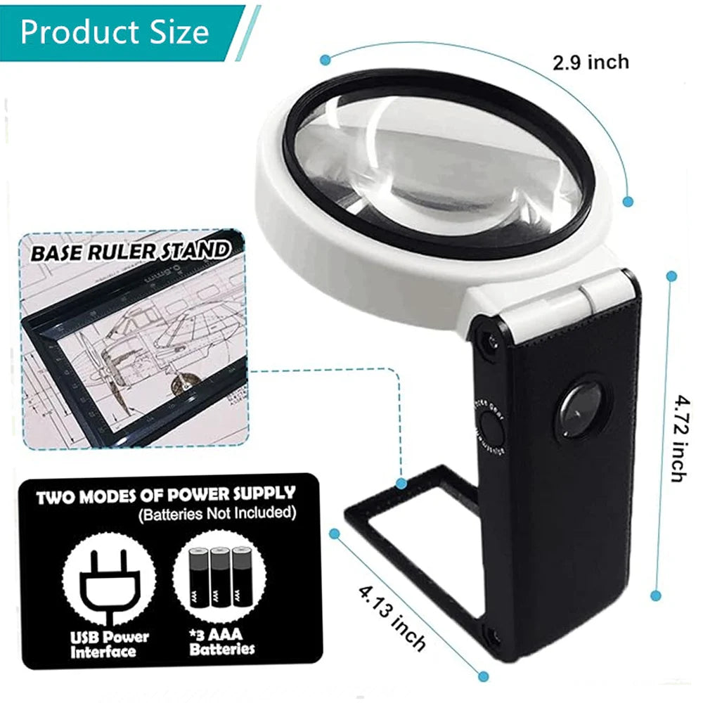 Diamond Painting Loeplamp met LED Verlichting – Vergrootglas 3X/5X/25X – Handheld en Opvouwbaar