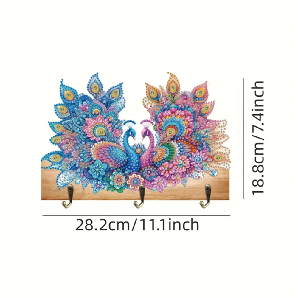 Diamond Painting Kapstok/Sleutelrek met Honden Design 3 Haken