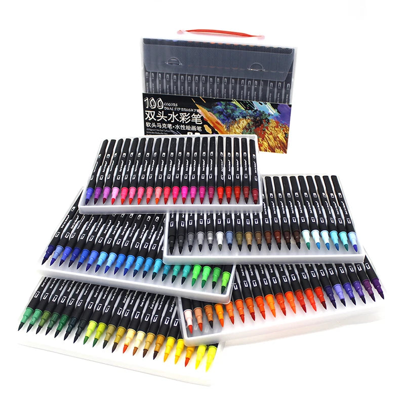 Stiften set met dubbele punt voor manga, kalligrafie en illustratie