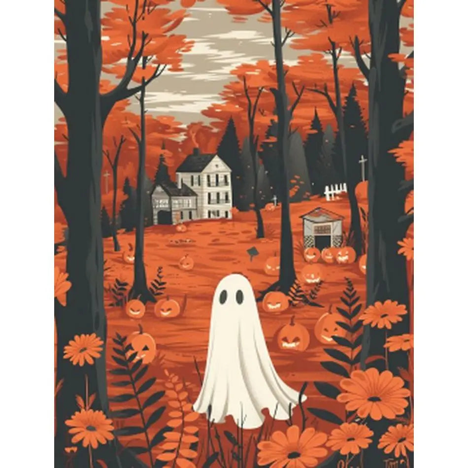 Schilderen op nummer Feestdagen - Halloween Spookbos met Pompoen - 9961551