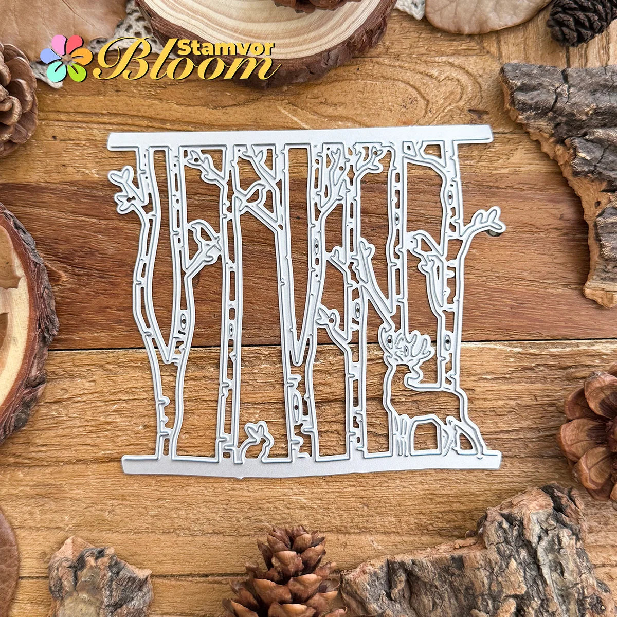 Snijmal Winterbos met herten konijn en vogels decoratief embosmal