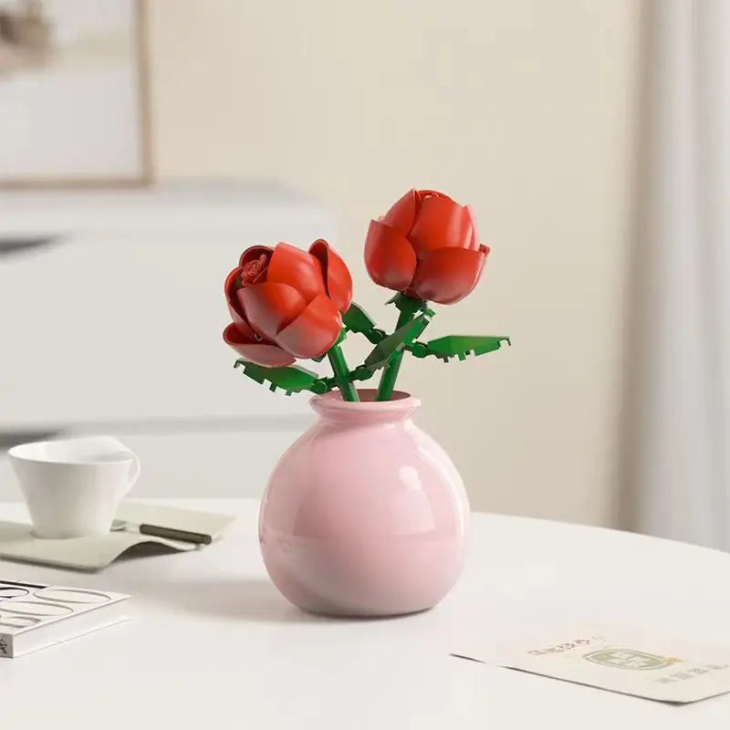 Bouwpakket Bloemenboeket met Rozen – Creatieve Bloemen Bouwstenen Set