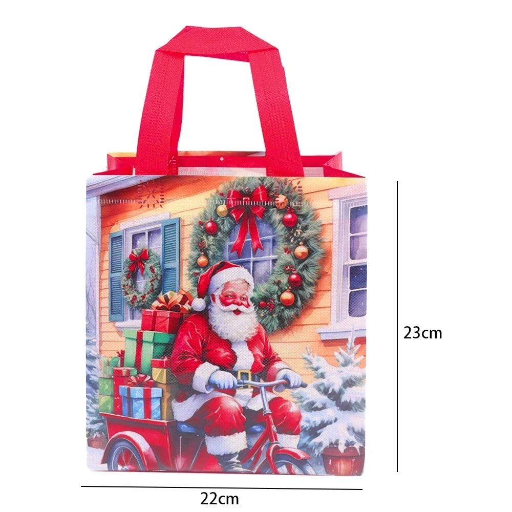 Kerst cadeau verpakking – Herbruikbare stoffen tas met kerstman of sneeuwpop ontwerp