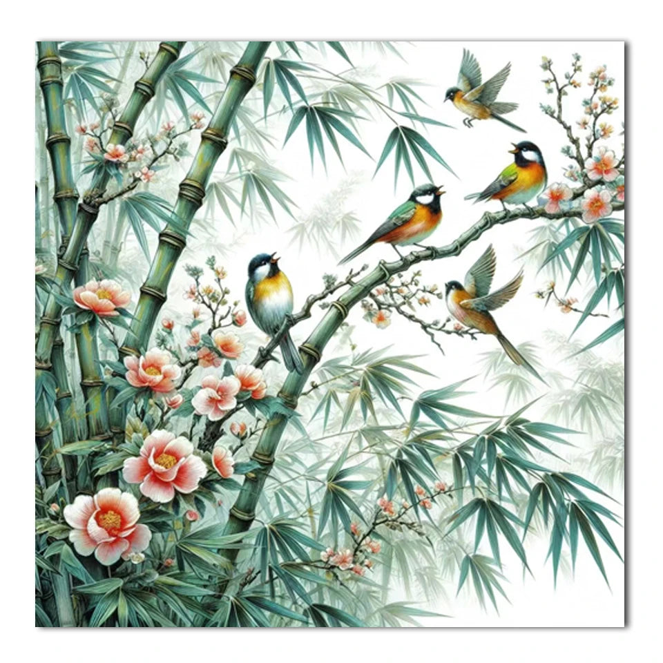 AB Diamond Painting met AB en Fairy dust steentjes Bos & Vogel