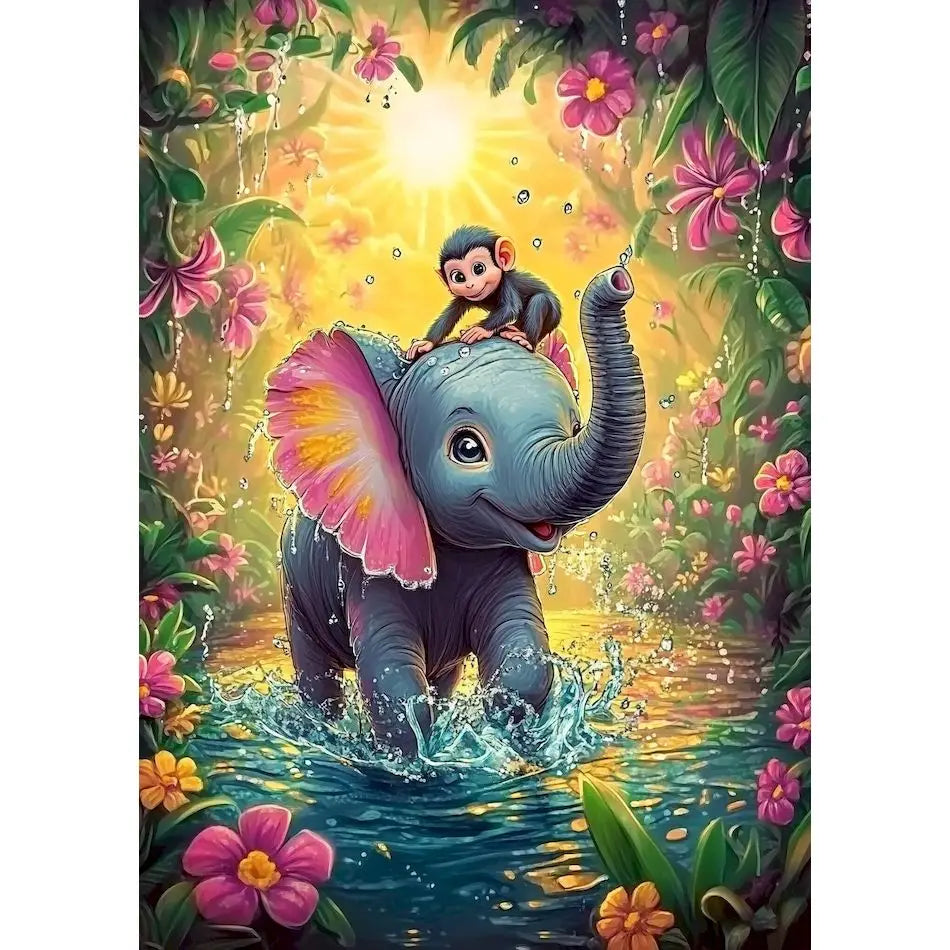 Schilderen op nummer Dieren - Olifant Abstract Modern Canvas - 9966768