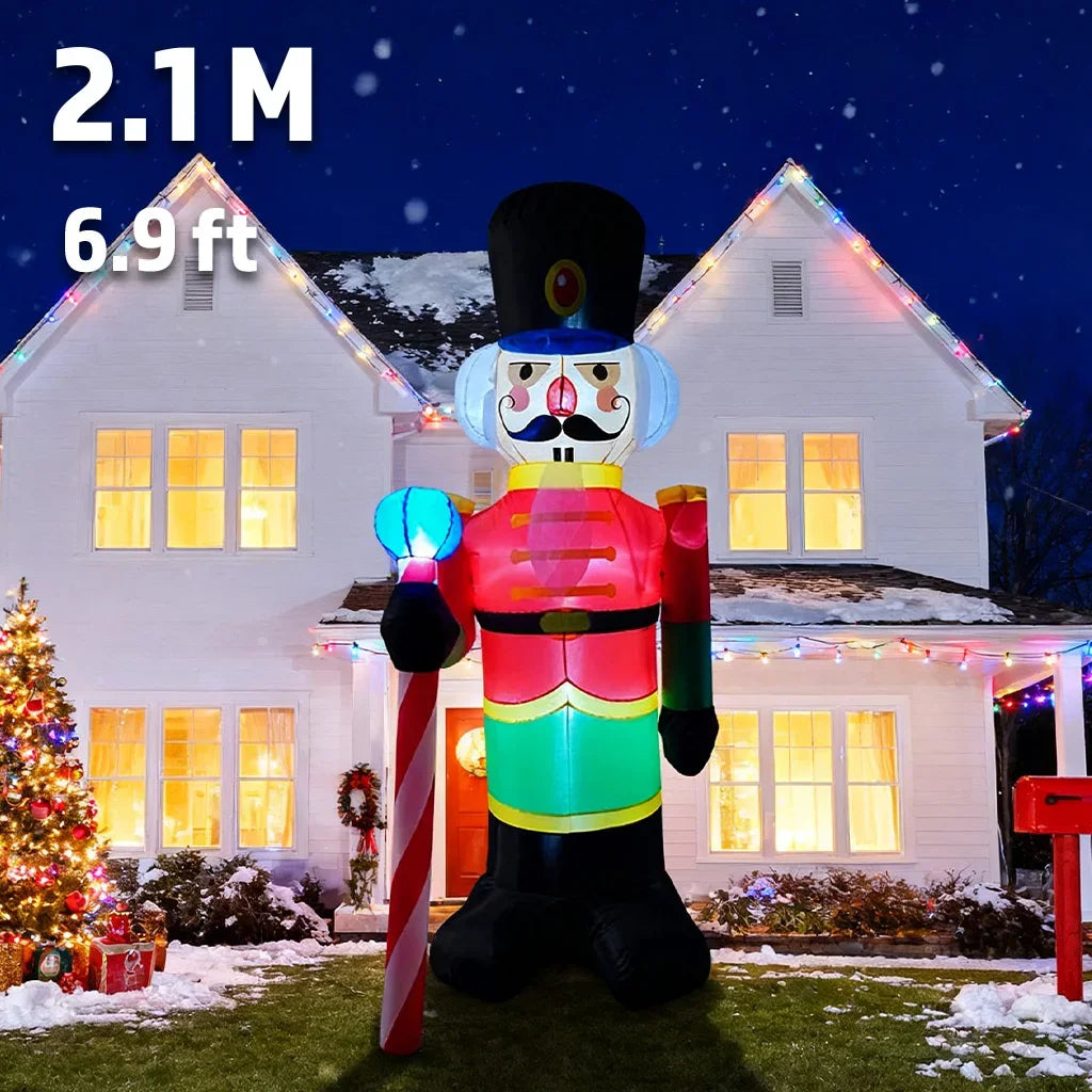 Opblaasbare kerstbeer met beweegbare kop en LED-verlichting voor buiten