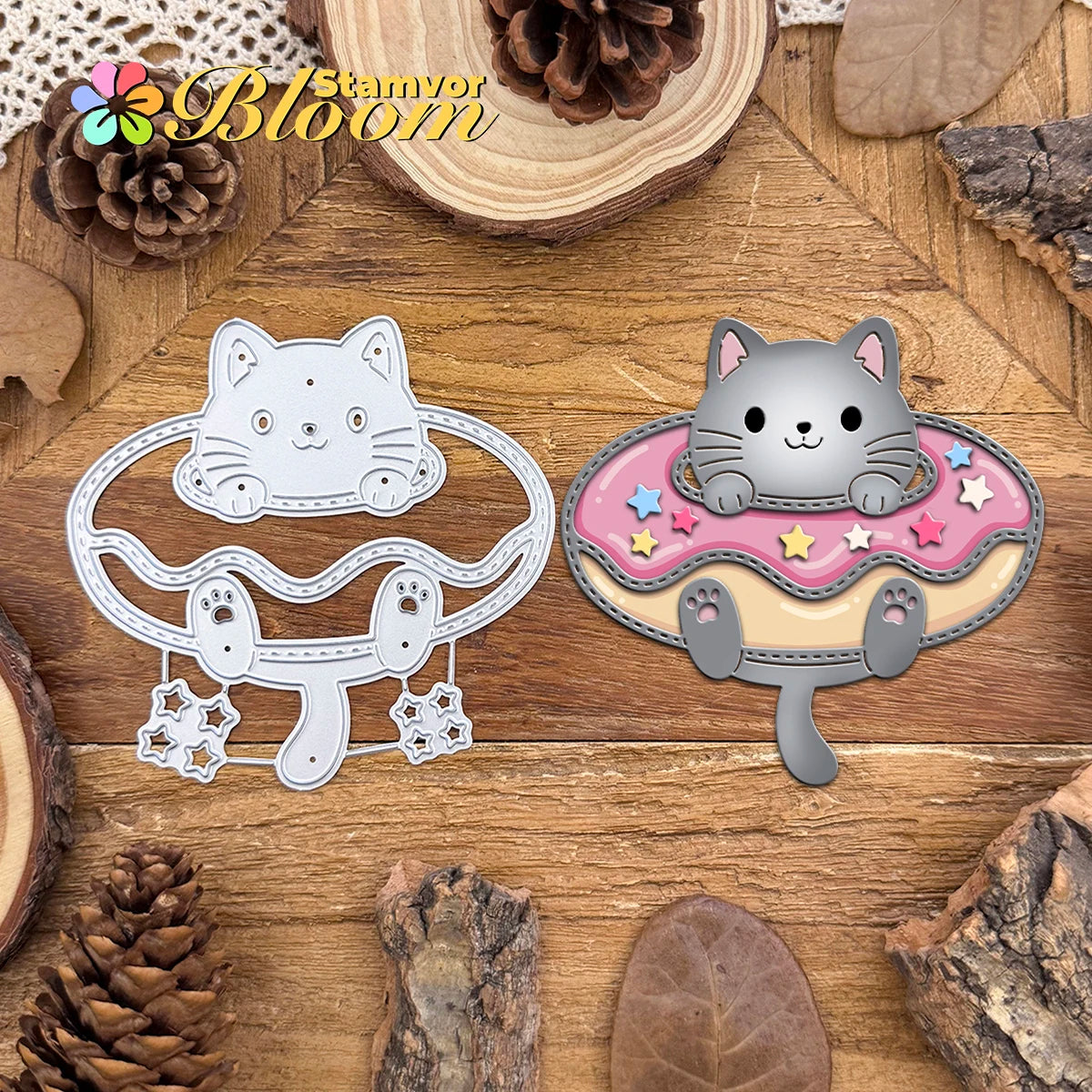 Metalen Snijmal Schattige Kat met Donut Shaker