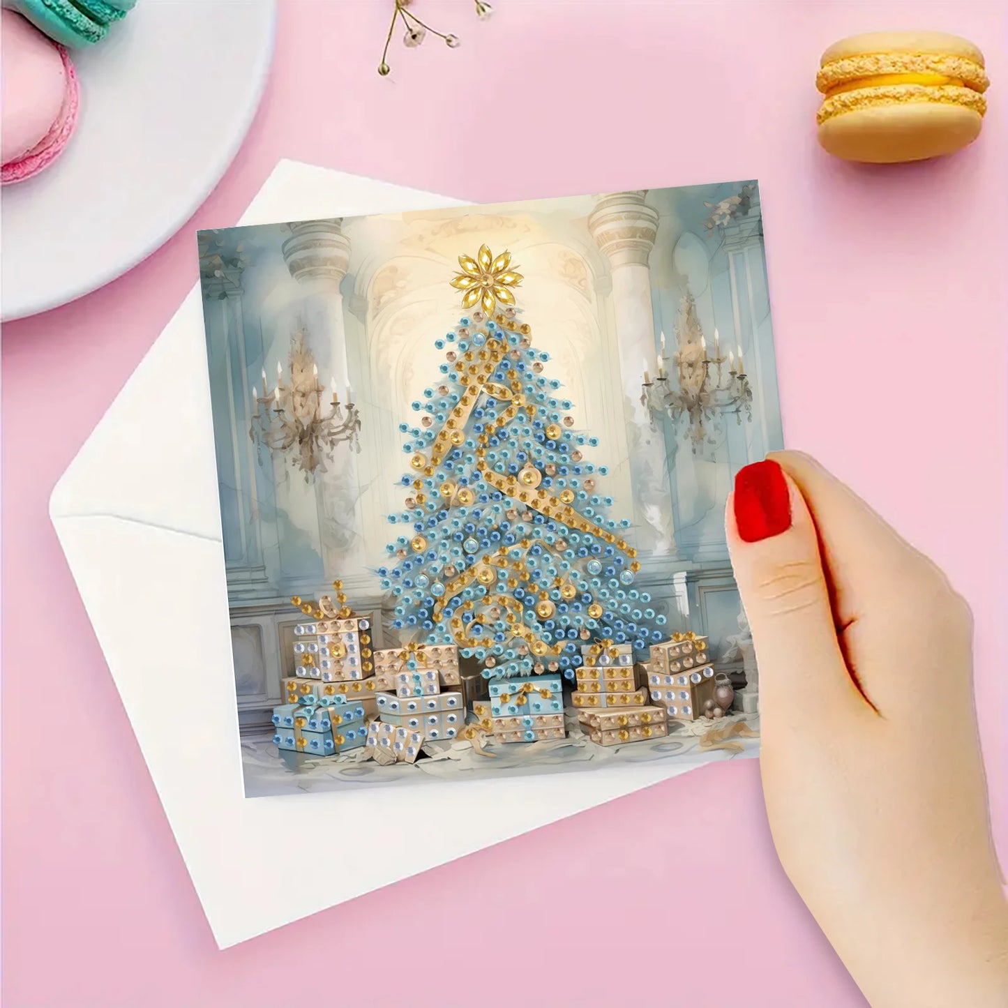 Diamond Painting Kerstkaarten Set met 6 Luxe Wenskaarten en Enveloppen - HK028