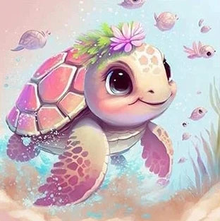AB Diamond Painting met AB en Fairy dust steentjes – Schildpad Bloem