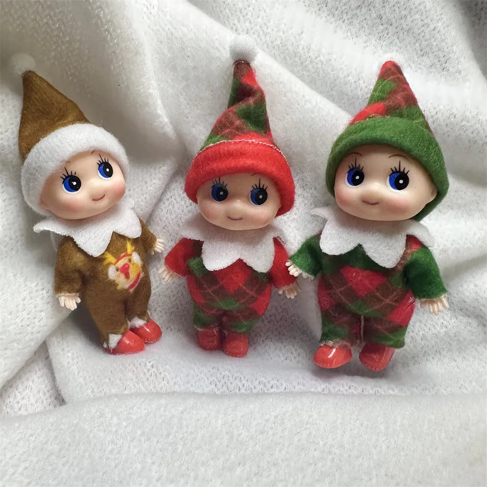 Kerst pop tweeling elf jongen en meisje – feestelijke mini decoratie