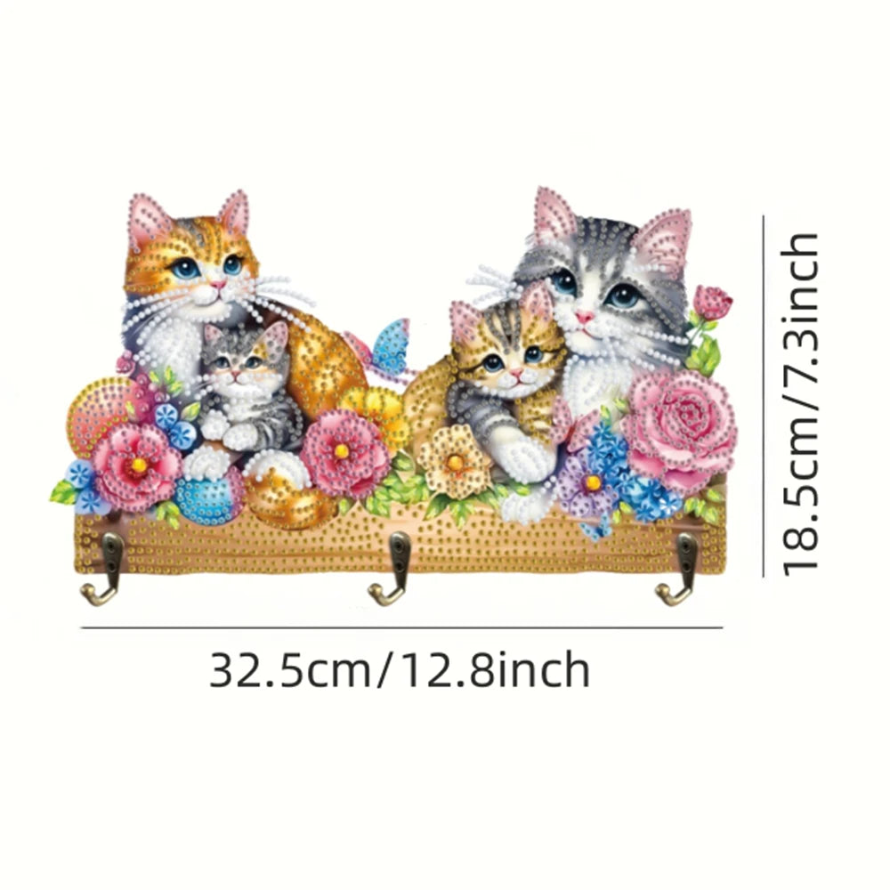 Diamond Painting Kapstok/Sleutelrek met Honden Design 3 Haken