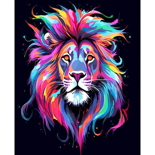 Schilderen op nummer Dieren - Kleurrijke Kop met Acrylverf - Leeuw 9957280