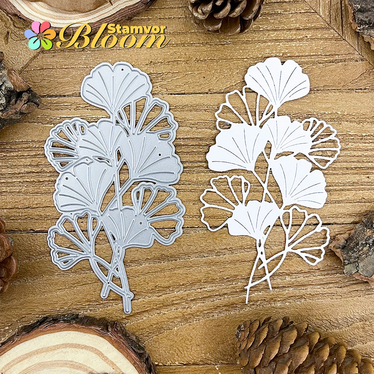Snijmal Ginkgo Biloba Bladeren en Bloemen Metalen Stanssjabloon