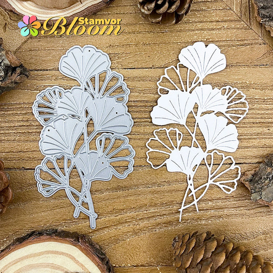 Snijmal Ginkgo Biloba Bladeren en Bloemen Metalen Stanssjabloon