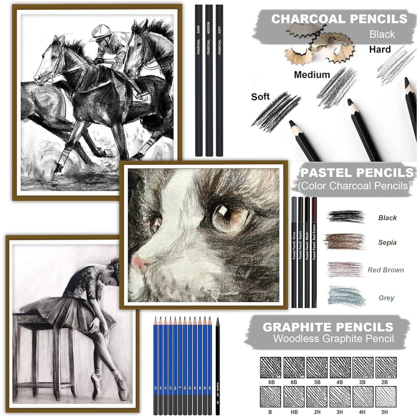 Potloden set Professionele Schets- en Tekenset 40-delig met Accessoires