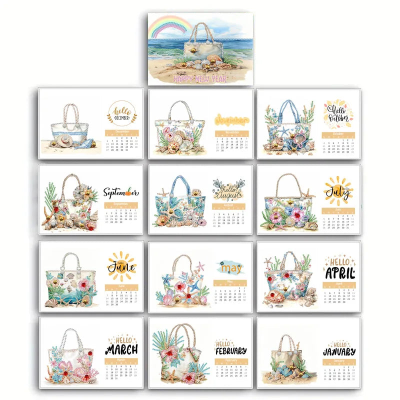 Diamond Painting Kalender met Dieren en Bloemen – 13 Pagina’s Bureaukalender