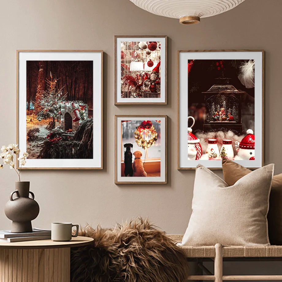 Kerst schilderij Happy New Year wanddecoratie canvas poster zonder lijst