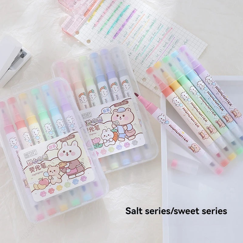 Stiften Pastel Highlighters met Dubbele Punt – Set van 6