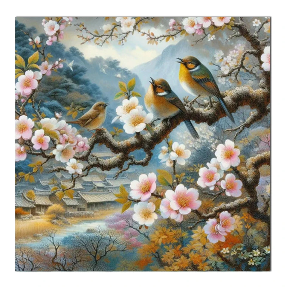 AB Diamond Painting met AB en Fairy dust steentjes Bos & Vogel