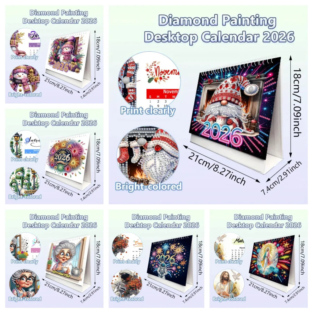 Diamond Painting Kalender met Kerst en Familie Thema – 13 Pagina’s Tafelkalender